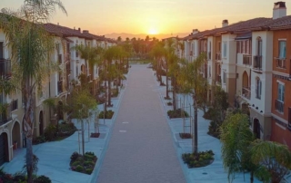 Sunrise over housing